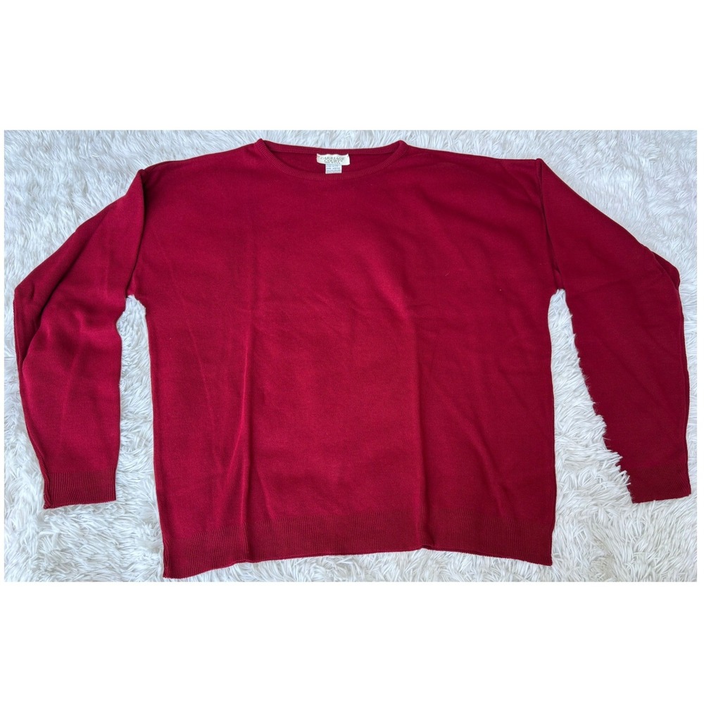 Vintage Carriage Court Red Acrylic Crewneck Sweater Sears Deadstock USA Made L
